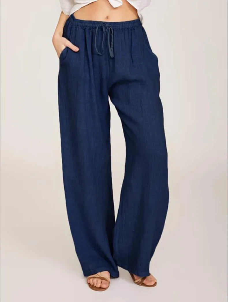 Summer and Autumn New Casual Women's Wear in Europe, America, and Europe Large Loose Cotton Hemp Casual Pants - 3KDyn